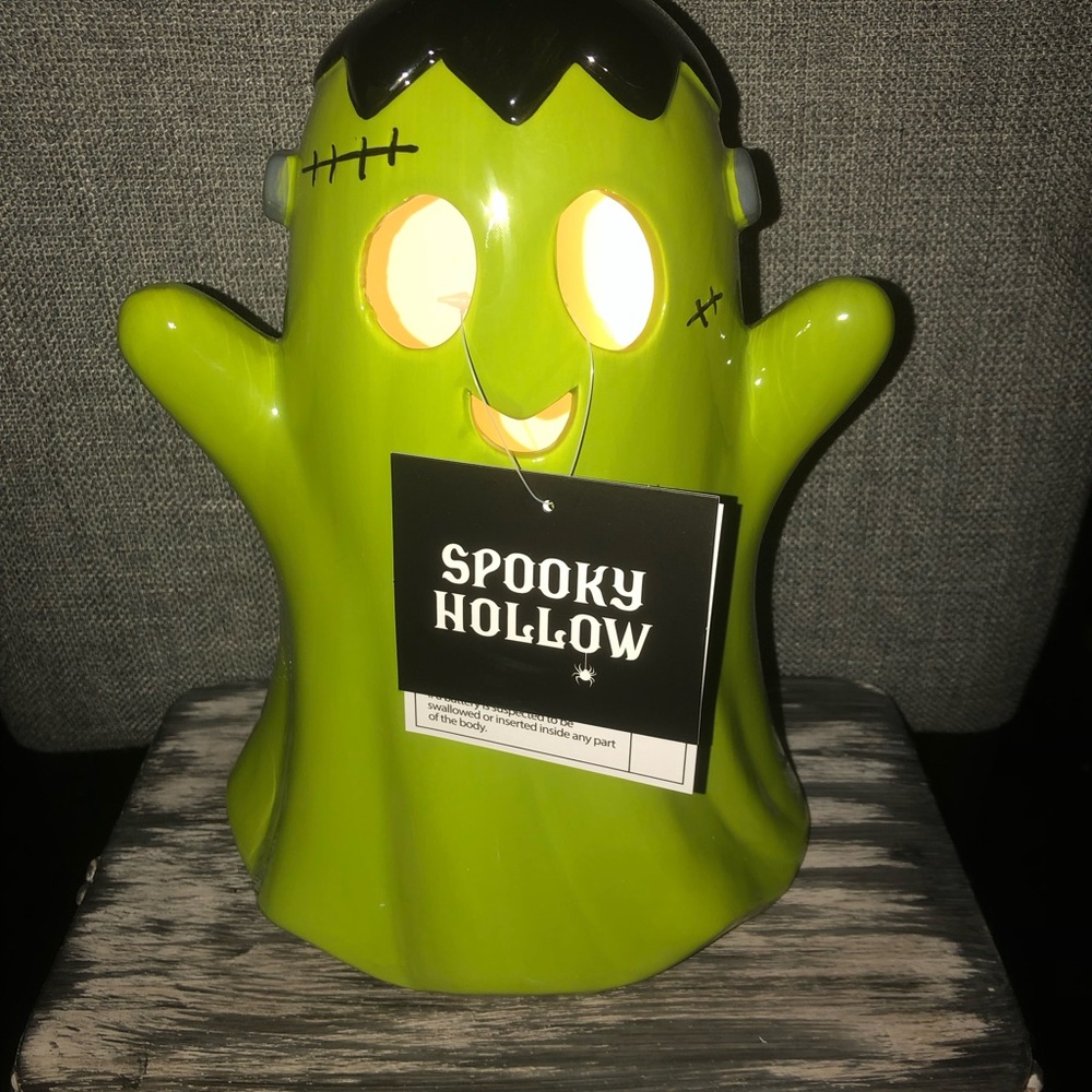 👻 Green Frankenstein Ghost Ceramic Lantern